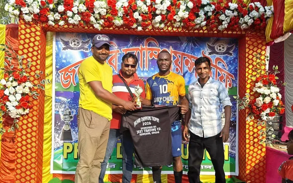 Trophy presentation moment at the Jalhari Champions Trophy 2026