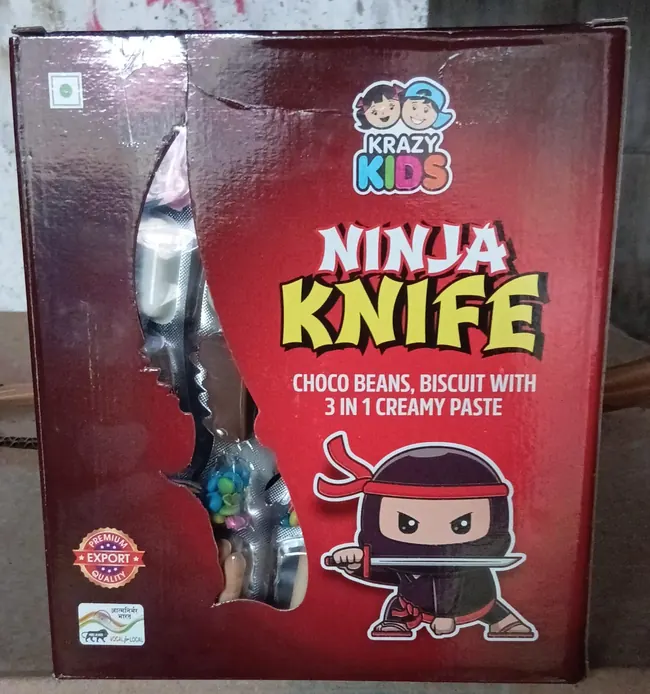 Krazy Kids Ninja Knife novelty pack with choco beans and creamy paste
